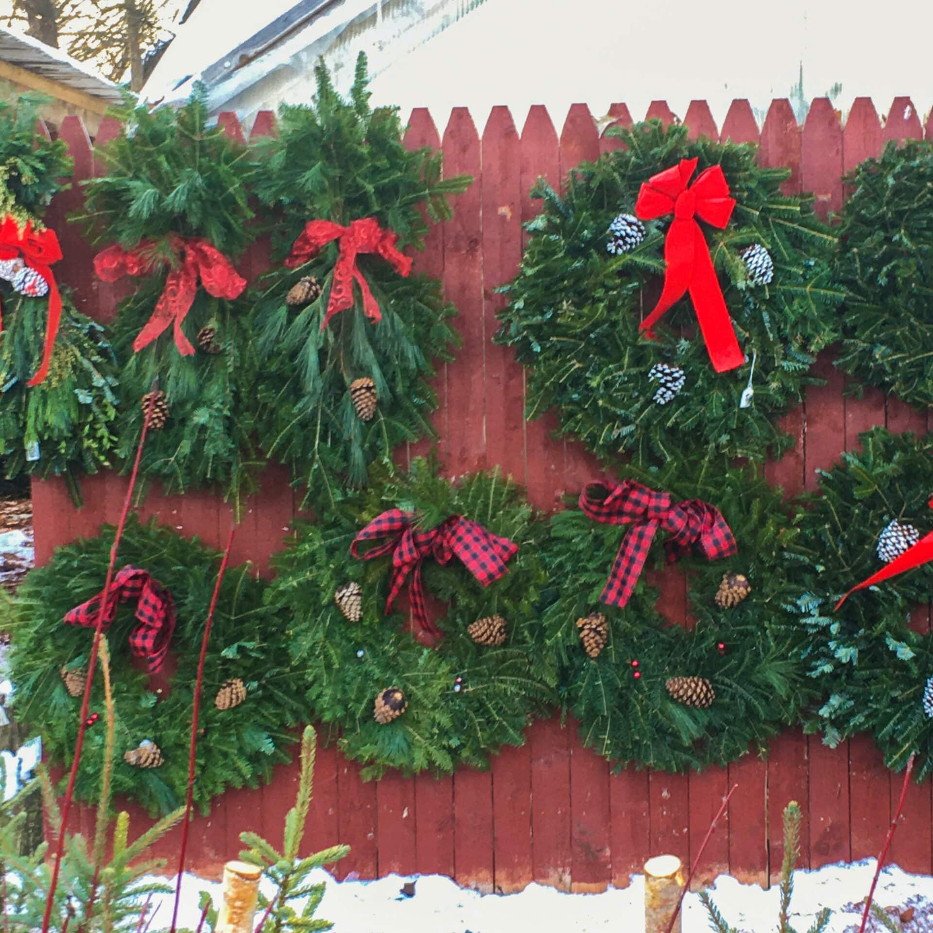 Doehlings Holiday Winter Fresh Green Door Swags And Wreathes